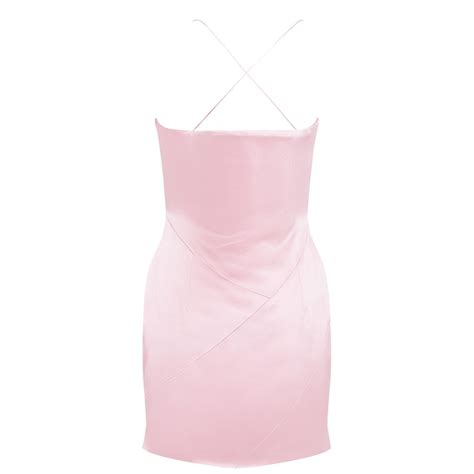 16 arlington esteli crossover satin mini dress women pink satin flannels