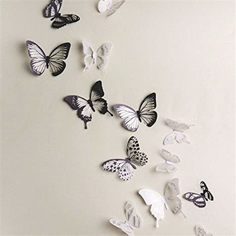 18pcsset Diy Home Decorations Beautiful Mirror Sliver 3d Butterfly
