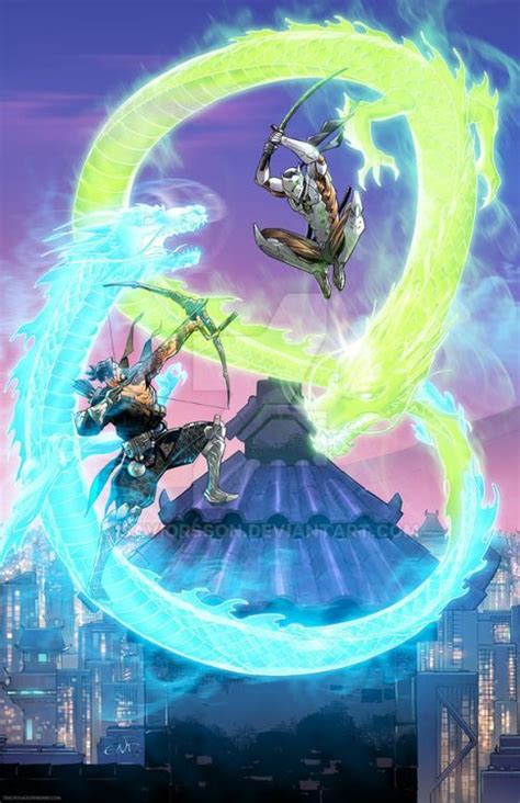 Dragon Fight Hanzo X Genji Overwatch Overwatch Wallpapers