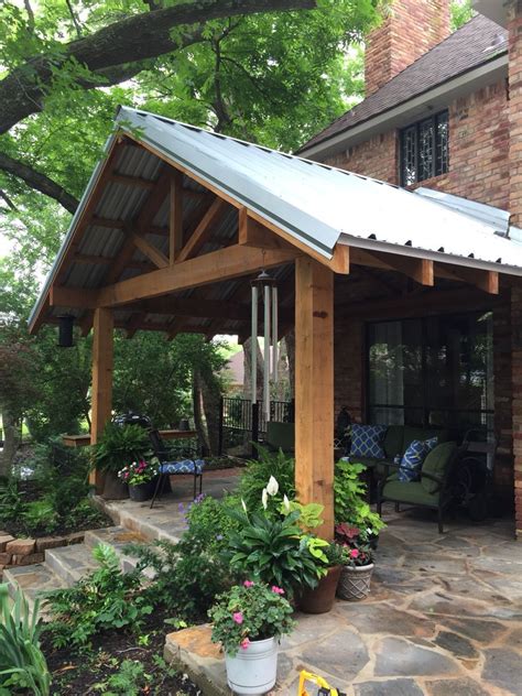 See more ideas about pergola plans, pergola, diy pergola. Patio Addition with metal roof and cedar frame (With ...