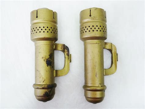 2 Antique Brass Railroad Car Lantern RR Wall Sconce Candle Holder Lamps