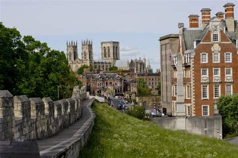 Fortified Cities Bar Walls With York Minster In The Backgroundyork
