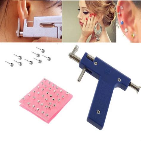 Buy Newest Professional Stainless Steel Body Navel Ear Nose Piercing Gun 72pcs