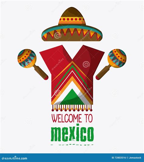 Mexico Culture Icons In Flat Design Style Vector Illustration Stock