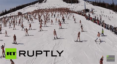 Lots Of Bikini Skiers In Russia Powder