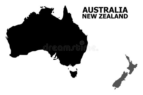 Vector Flat Map Of Australia And New Zealand With Caption Stock Vector