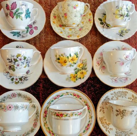 Job Lot Of 12 Pcs Vintage Mismatched China Mix Tea Cups And Saucers