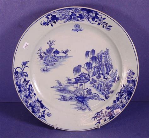 Restored Antique Chinese Blue And White Serving Plate 38cm Ceramics