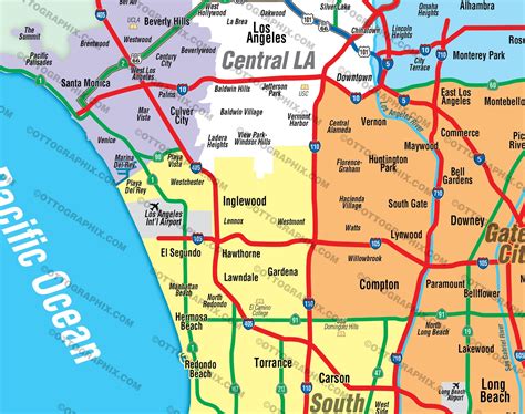 Los Angeles County Map Full No Zip Codes Otto Maps