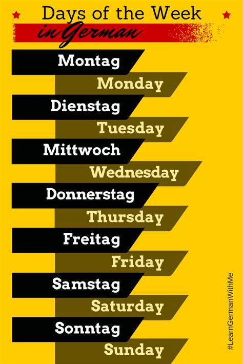 Learn German With Me The Days Of The Week In German