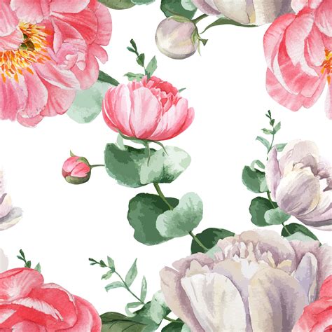 Vintage pink floral wallpaper tumblr seamless roses flower. Peony flowers watercolo Pattern seamless floral botanical ...