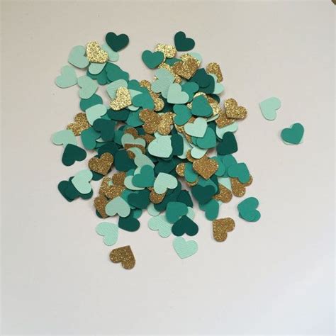 Confetti Hearts Gold Glitter Dark Teal Turquoise And