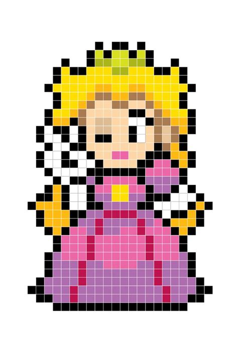 Princess Peach Perler Fuse Bead Pixel Pattern Pixel Art Templates