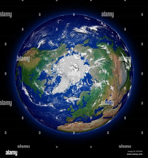 Northern Hemisphere On Earth Viewed From Above North Pole Isolated On