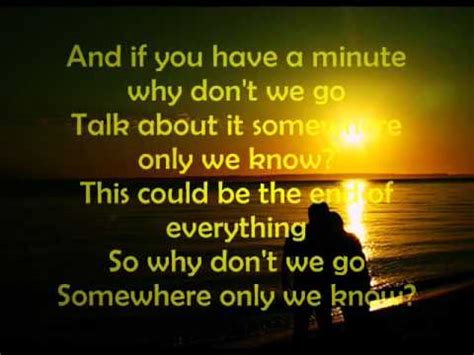 But something changes, and they used to be best friends, but then. keane somewhere only we know lyrics - YouTube