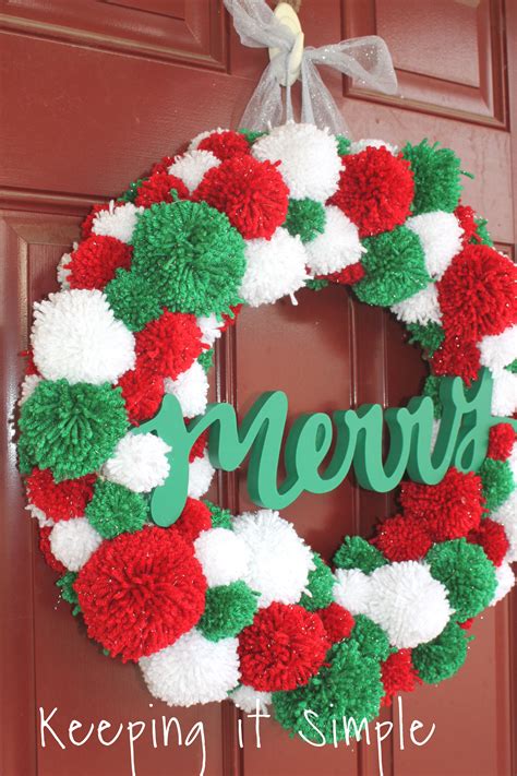 Christmas Pom Pom Wreath 42 Keeping It Simple