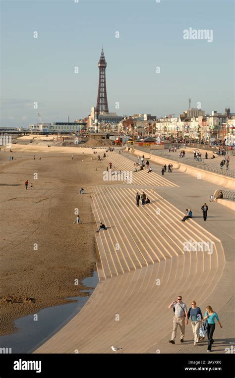 Blackpool Beach At Low Tide With The Tower In The Background And The