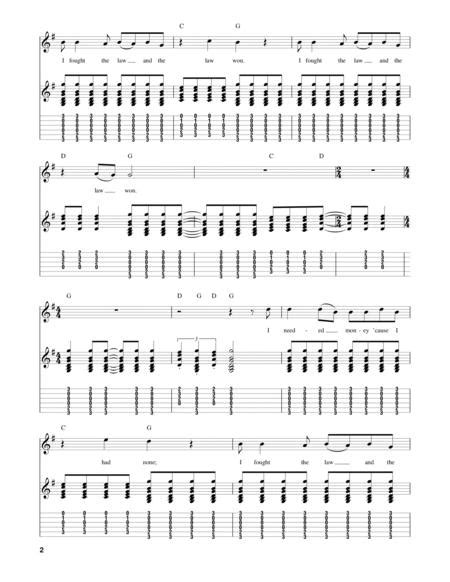 I Fought The Law By The Clash Digital Sheet Music For Guitar Tab Download And Print Hx95866