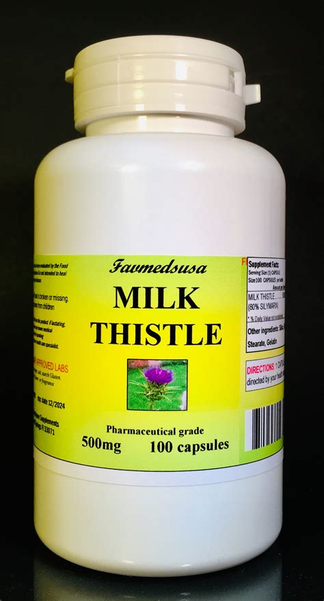 Milk Thistle 500 Mg Blood Liver Bladder Aid 100 Capsules