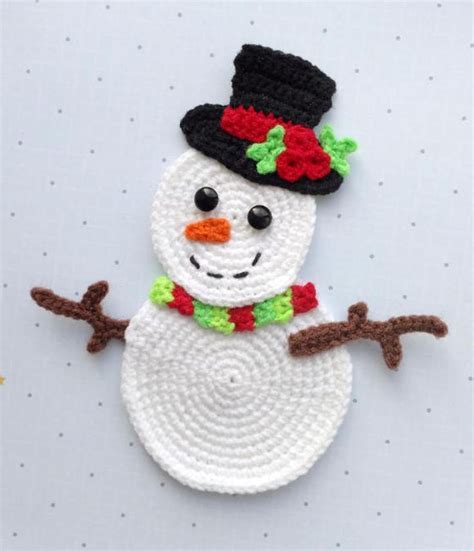 Pattern Snowman Applique Crochet Pattern Pdf Christmas Etsy
