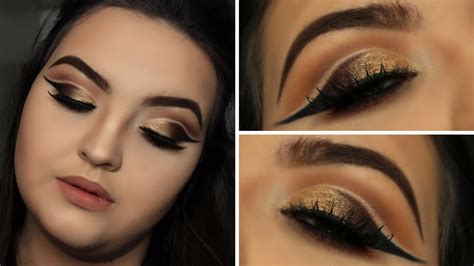 Foiled Gold Dramatic Double Cut Crease Make Up Tutorial Youtube