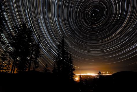 Nature Night Landscape Stars Long Exposure Trees Silhouette
