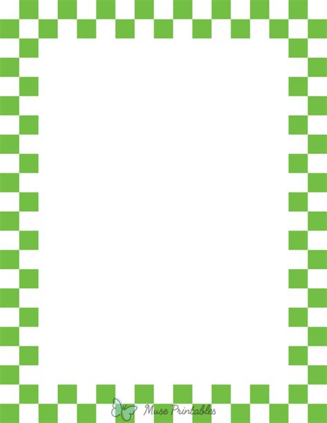 Printable Green And White Checkered Page Border