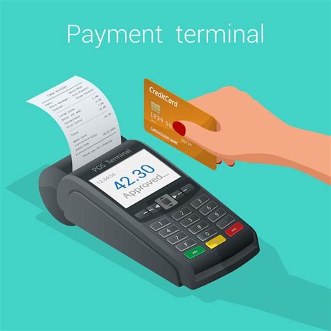 El Terminal Isométrico Pos Confirma El Pago Con Tarjeta De Crédito De
