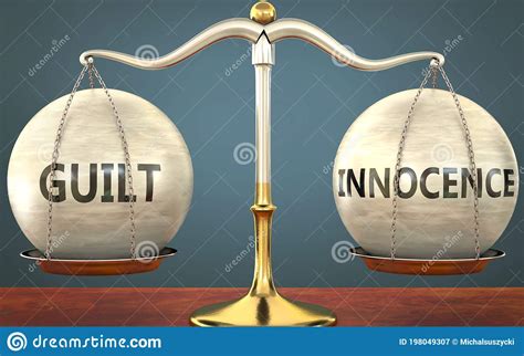 Guilt And Innocence Staying In Balance Pictured As A Metal Scale With