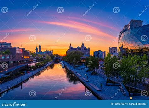 View Of Canada Parliament Building In Ottawa During Sunset Editorial