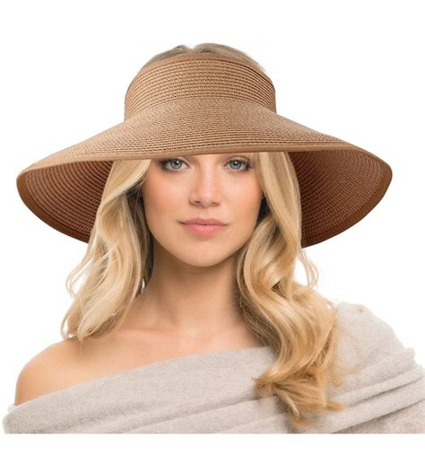 Straw Visors For Women Summer Foldable Wide Brim Beach Sun Visor Hat
