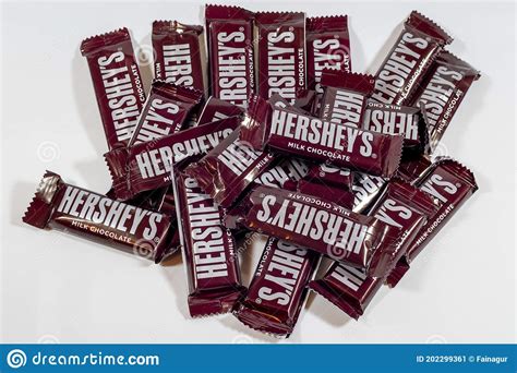 Hershey S Brand Milk Chocolate Candy Bars On A White Background