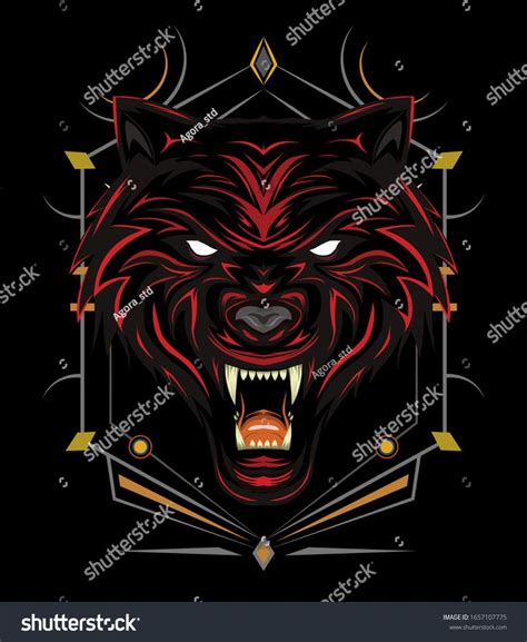 Red Wolf Logo Angry Wolves Face Head Wolf Illustration With Dark