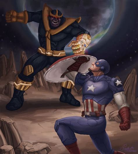 Captain America Vs Thanos By Aerowan On Deviantart Captain America