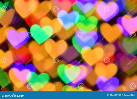 Colorful Hearts Illumination For Holiday Or Abstract Boke Background