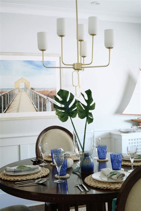 This dining table is easy to assemble. One Room Challenge - Tropical Dining Room Reveal ...