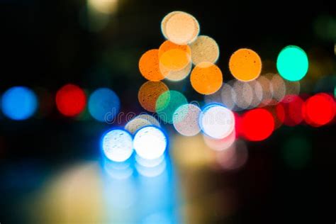 Night City Traffic In A Giant Metropoliscity Light Bokeh Background