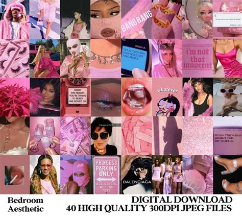You've seen it on instagram and you've seen it on the tok: Pink Baddie Aesthetic Wall Collage Kit DIGITAL | Etsy