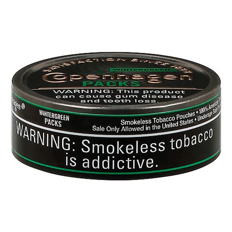 Copenhagen Packs Wintergreen Smokeless Tobacco 0847 Oz Tobacco Sun