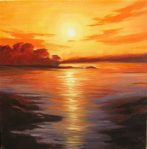 Sunset Or Sunrise Sunrise Painting Painting Moon Painting