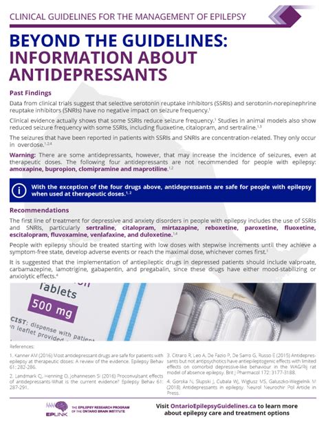Information About Epilepsy And Antidepressants Ontario Epilepsy Guidelines