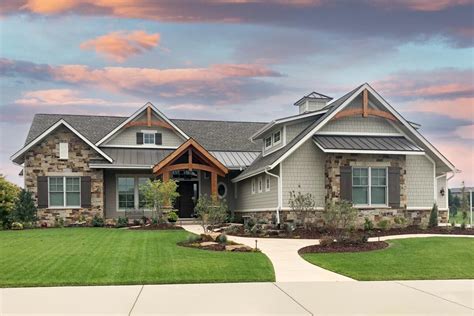 New American Craftsman House Plan With Timber Framed Gables 95108rw
