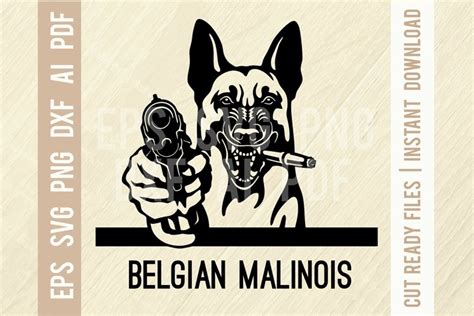 Belgian Malinois Bad Dog Gun Svg Peeking Dog 1183363