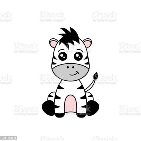 Zebra Lucu Duduk Kartun Karakter Zebra Bayi Ilustrasi Stok Unduh