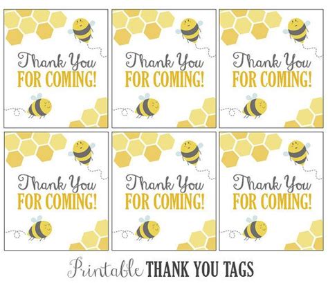 These printable thank you tags are part of 24 days of mom envy freebies! Favor Tags - Digital - Yellow Bee Thank You Tags for Baby ...