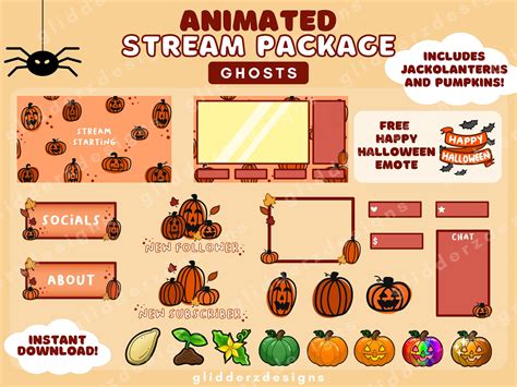 Halloween Stream Package Animated Fall Twitch Overlay Halloween