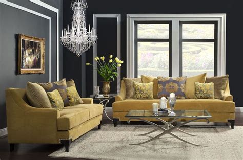 Viscontti Gold Living Room Set From Furniture Of America Sm2201 Sf