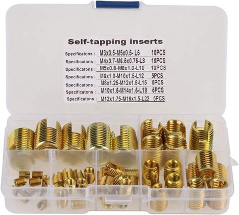 50pcs Self Tapping Inserts Tone Self Tapping Threaded Inserts Combination Set Tapping Inserts