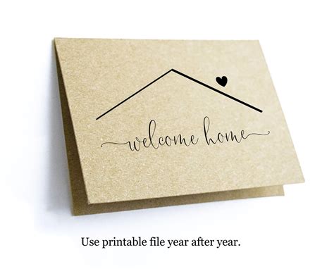 Printable Welcome Home Card Template Blank Folded New Home Etsy