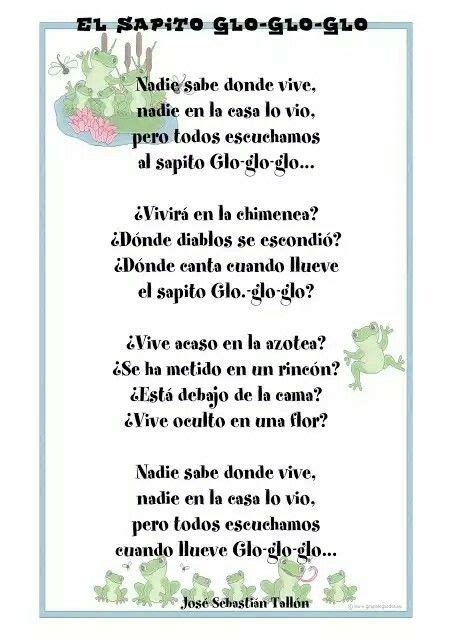 El Sapito Glo Glo Glo Poemas Para Niños Poemas Cortos Para Niños